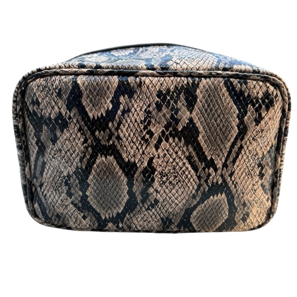 ESTEE LAUDER Faux Snake Skin Leather Train Vanity Travel Cosmetic Makeup Bag - Picture 2 of 8